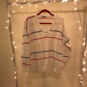 vintage white and rainbow sweater